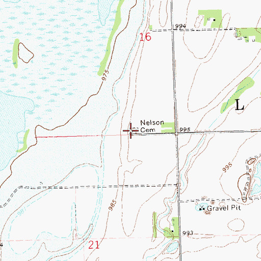 Topographic Map of Nelson Cemetery, MN