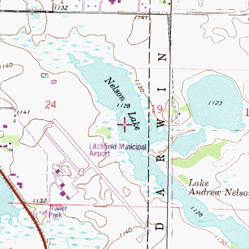 Topographic Map of Lake Andrew Nelson, MN