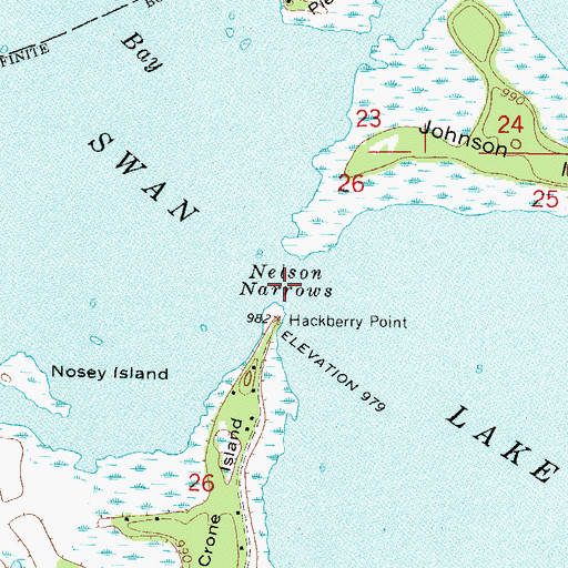 Topographic Map of Nelson Narrows, MN