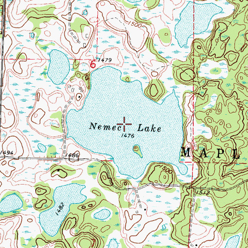 Topographic Map of Nemec Lake, MN