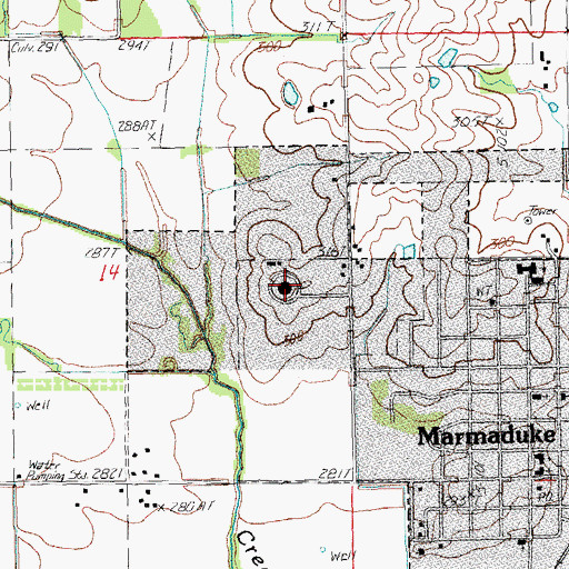 Topographic Map of Marmaduke High School, AR