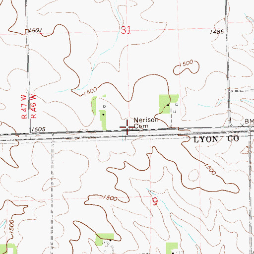 Topographic Map of Nerison Cemetery, MN