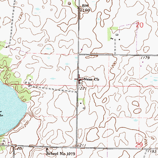 Topographic Map of Ness Church, MN
