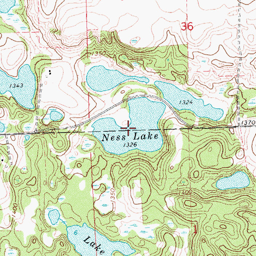 Topographic Map of Ness Lake, MN