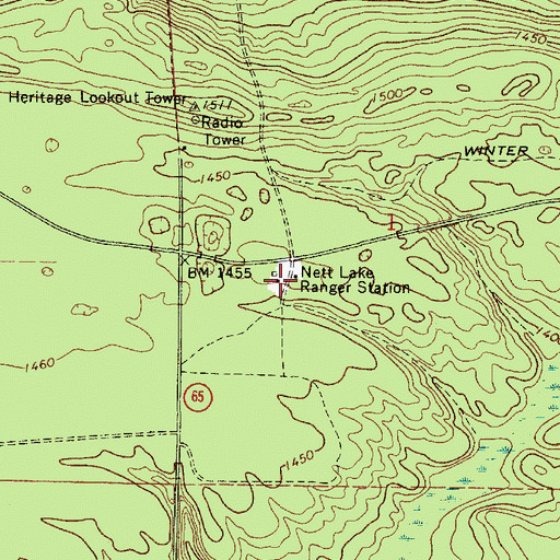 Topographic Map of Nett Lake Ranger Station, MN