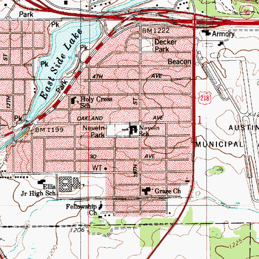 Topographic Map of Nevelin Elementary School, MN