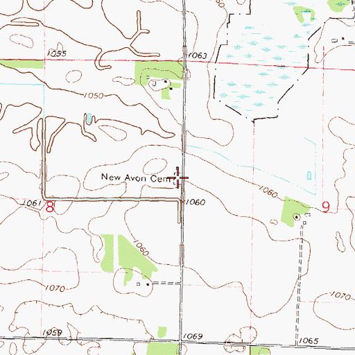Topographic Map of New Avon Cemetery, MN
