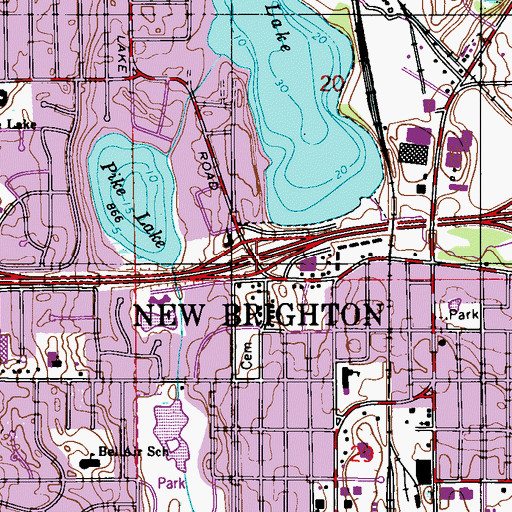 Topographic Map of New Brighton, MN