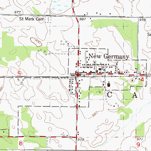 Topographic Map of New Germany, MN