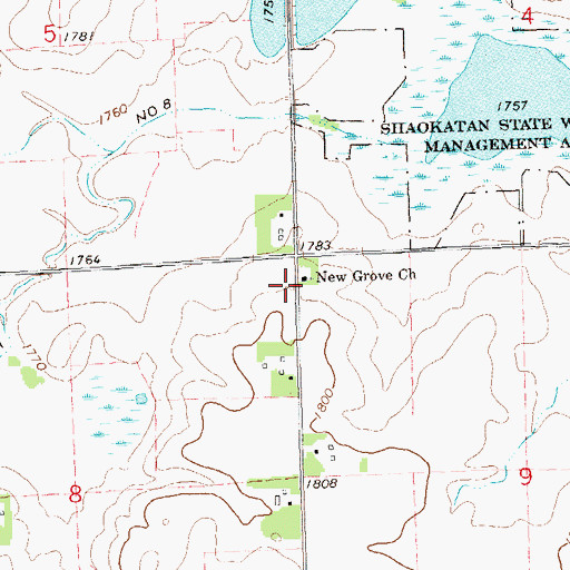 Topographic Map of New Grove Church, MN