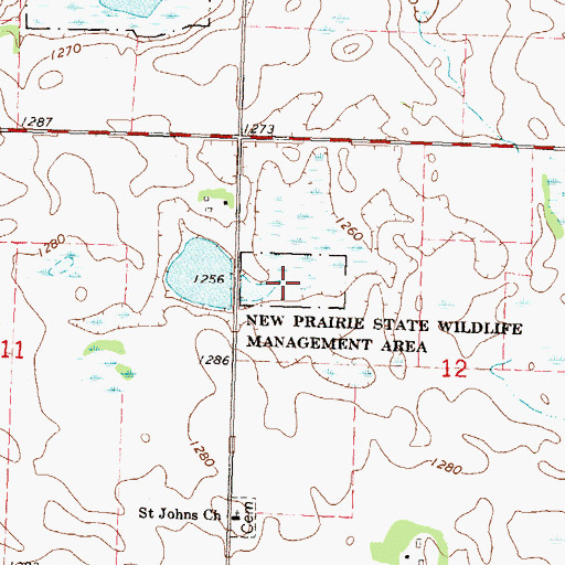 Topographic Map of New Prairie State Wildlife Management Are, MN