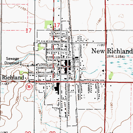 Topographic Map of New Richland, MN