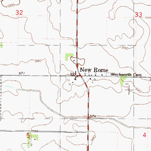 Topographic Map of New Rome, MN