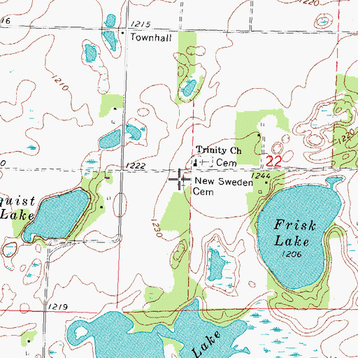 Topographic Map of New Sweden Cemetery, MN