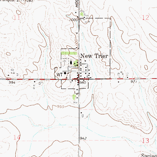 Topographic Map of New Trier, MN