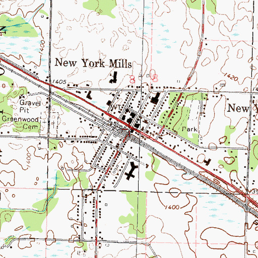 Topographic Map of New York Mills, MN