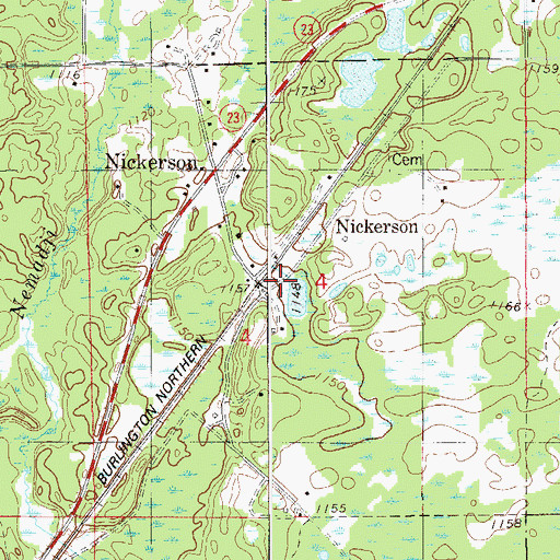 Topographic Map of Nickerson, MN