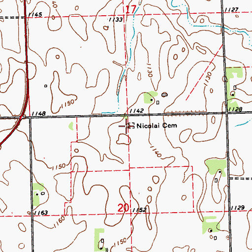 Topographic Map of Nicolai Cemetery, MN