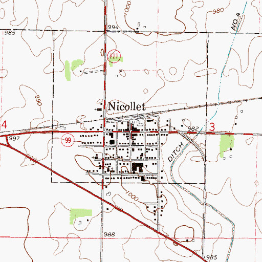 Topographic Map of Nicollet, MN