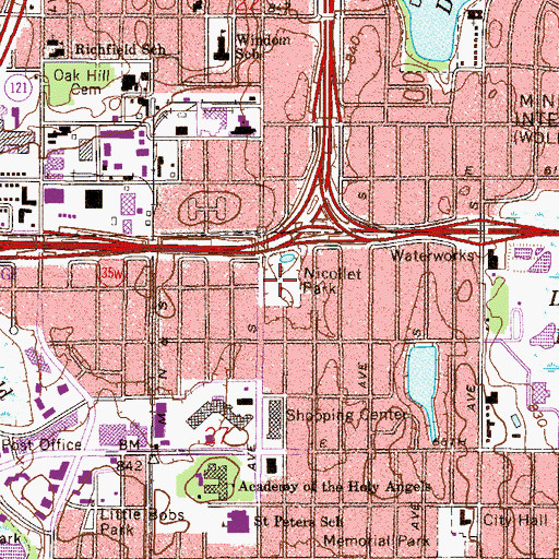 Topographic Map of Nicollet Park, MN