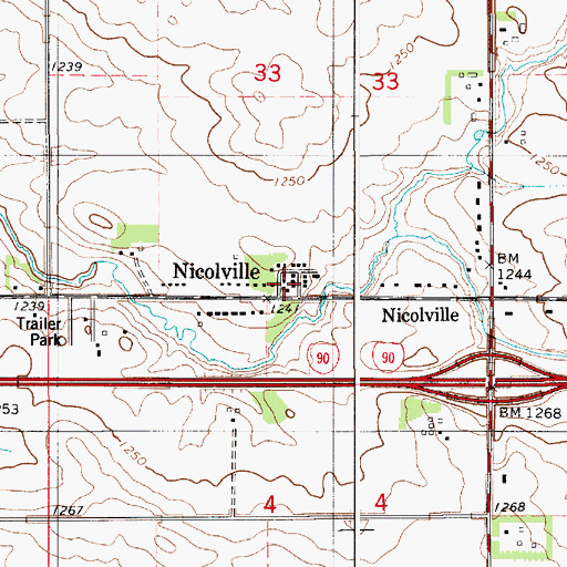 Topographic Map of Nicolville, MN