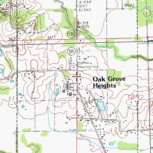 Topographic Map of Oak Grove Heights, AR