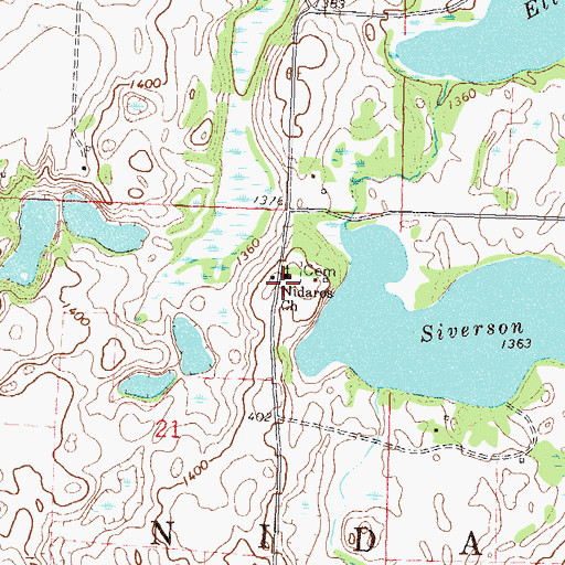 Topographic Map of Nidaros Church, MN