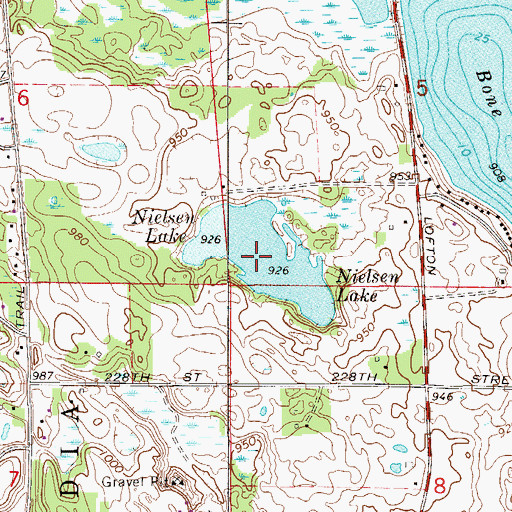 Topographic Map of Nielsen Lake, MN