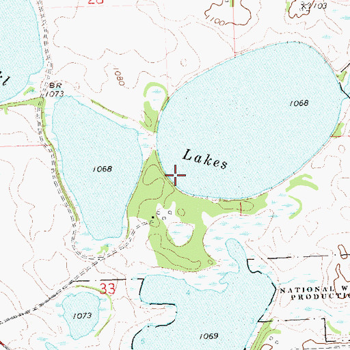 Topographic Map of Niemackl Lakes, MN