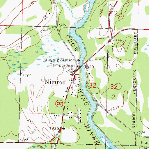 Topographic Map of Nimrod, MN