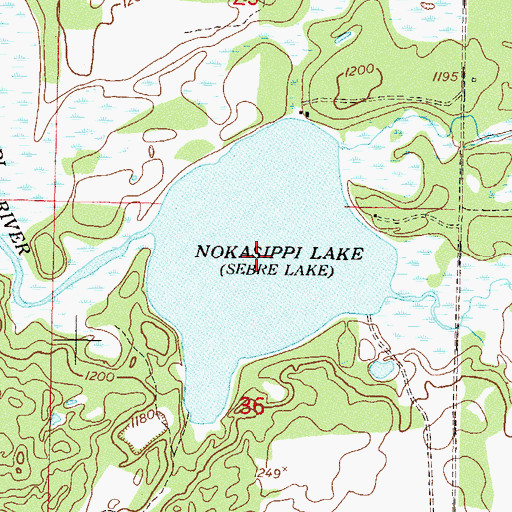 Topographic Map of Sebie Lake, MN