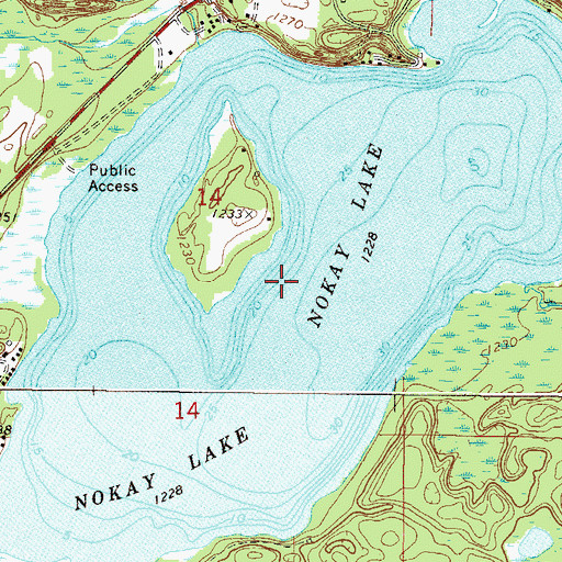 Topographic Map of Nokay Lake, MN