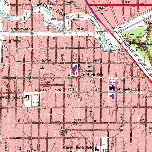 Topographic Map of Nokomis Junior High School, MN