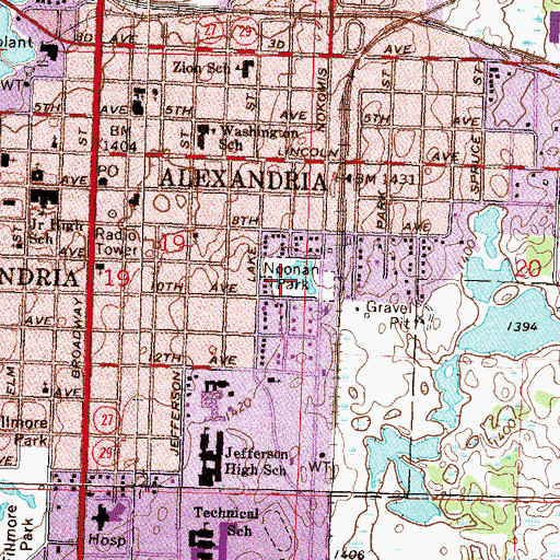 Topographic Map of Noonan Park, MN