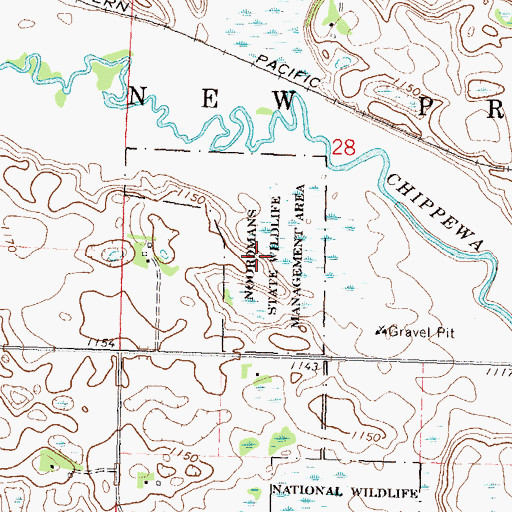 Topographic Map of Noordmans State Wildlife Management Area, MN