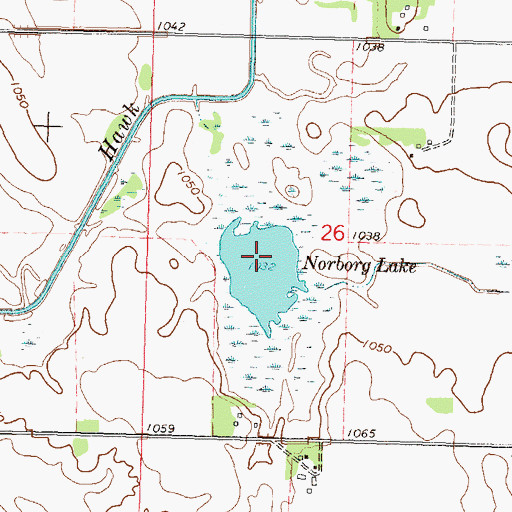 Topographic Map of Norborg Lake, MN