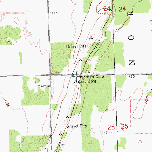 Topographic Map of Park Ridge Cemetery, MN