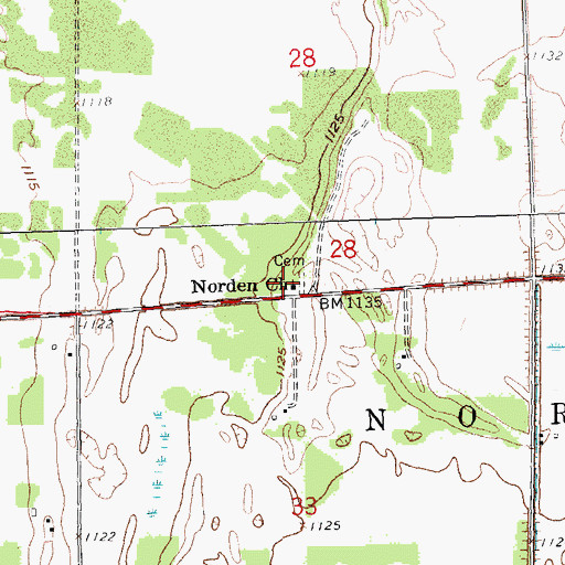 Topographic Map of Norden Church, MN