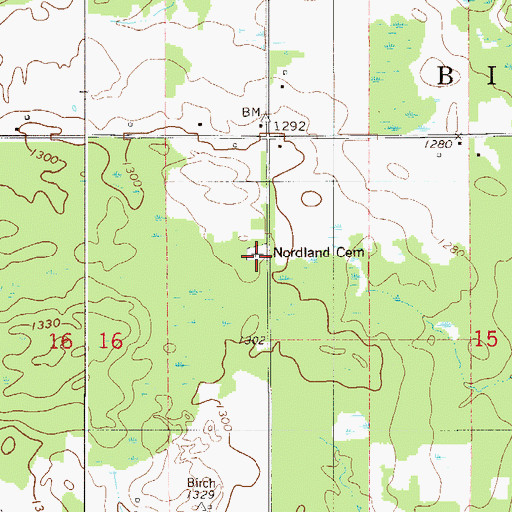 Topographic Map of Nordland Cemetery, MN