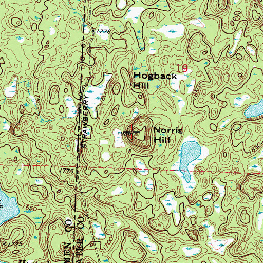 Topographic Map of Norris Hill, MN