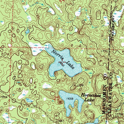 Topographic Map of Norris Lake, MN