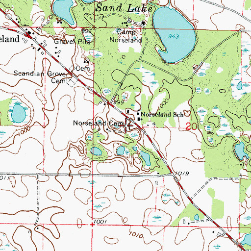 Topographic Map of Norseland Cemetery, MN