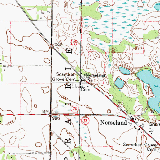 Topographic Map of Norseland Church, MN