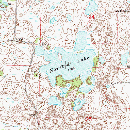 Topographic Map of Norstedt Lake, MN