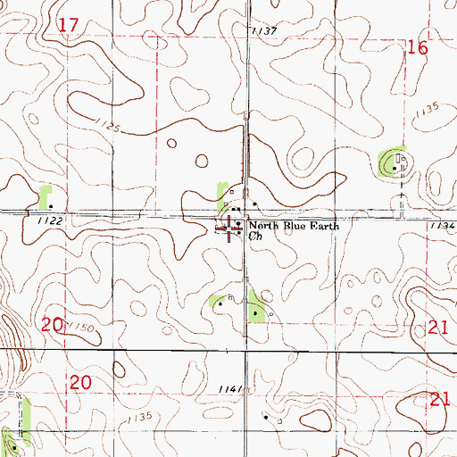 Topographic Map of North Blue Earth Church, MN