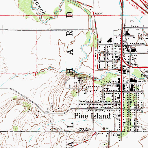 Topographic Map of North Branch Middle Fork Zumbro River, MN