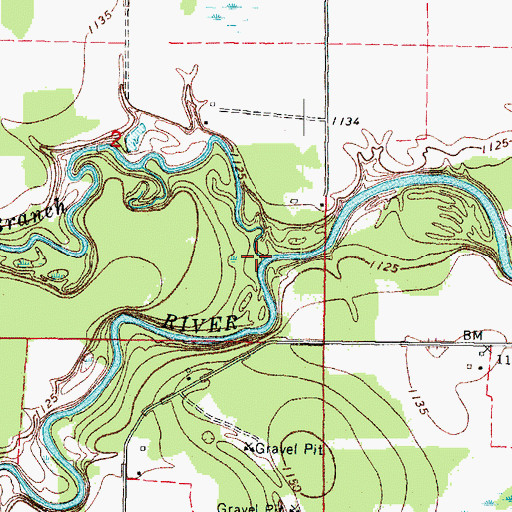 Topographic Map of North Branch Rapid River, MN