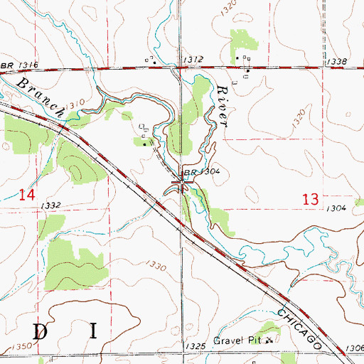 Topographic Map of North Branch Upper Iowa River, MN