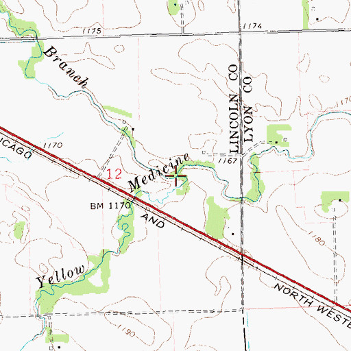 Topographic Map of North Branch Yellow Medicine River, MN