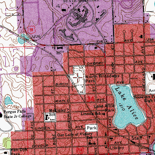 Topographic Map of North Broadway Park, MN
